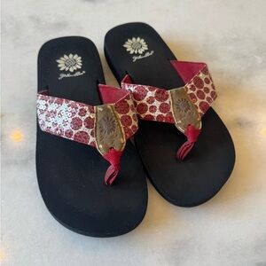 Yellow Box Red and Black Floral Sandals
